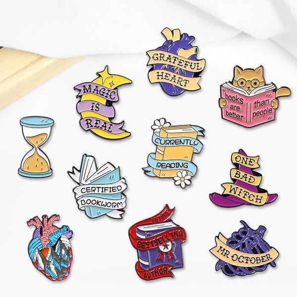 Creative Witch hat moon ribbon text Oil Brooch Denim Bag Badge Best Friend Party Gift