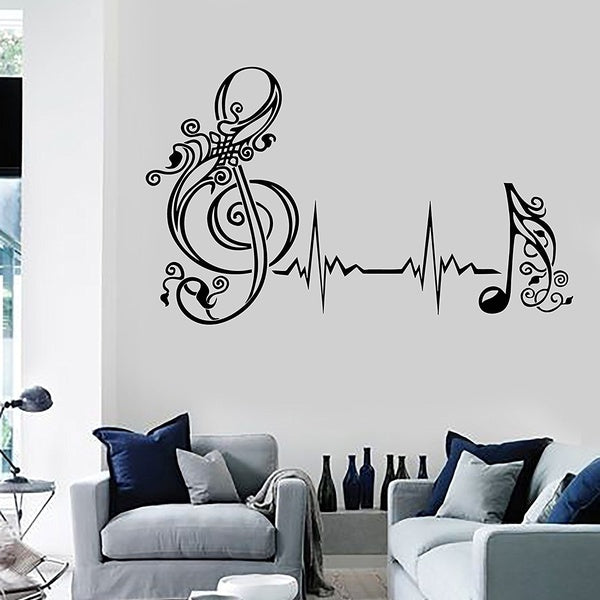 High-quality Vinyl Wall Decal Musical Note Heartbeat Pulse Music Art Stickers