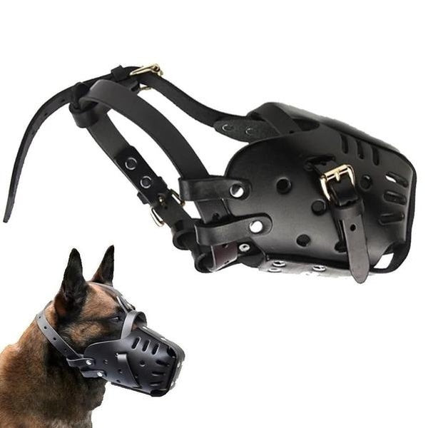 Muselières en cuir pour chien de compagnie, berger allemand Doberman, Anti-morsure, Cage buccale pour chien, masques de défense d'entraînement pour p