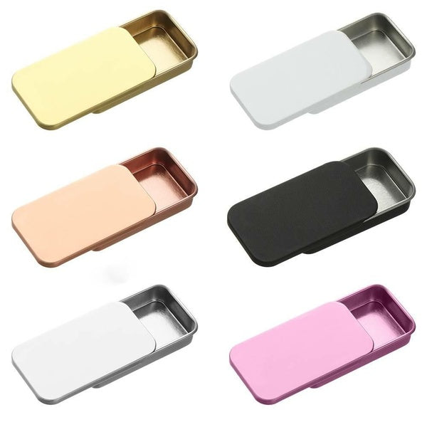 1pcs Mini Tin Box Bins Jar Rectangle Empty Iron Box Portable Lipstick Cream Storage for Wedding Jewelry Candy Pill Cases Black Silver