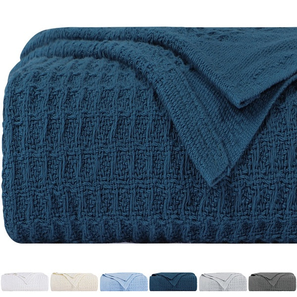 100% Cotton Thermal Soft Lightweight Knit Throw Blanket Waffle Weave Home Decoration for Couch Bed Sofa Travel