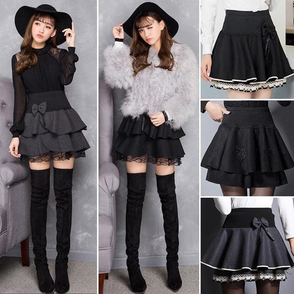 Mini Skirts For Women Lace Pleated Skirts Stretchy High Waist A Line Skirts Flared Skirts