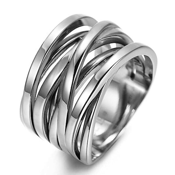 Trendy 925 Silver Plated Multilayer Intertwined Rings for Women Men Daily Casual Fashion Accessories