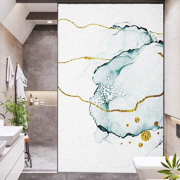 No Glue Marble Texture Window Film Privacy Static Cling Window Treatments Window Coverings Glass Sticker for Home F