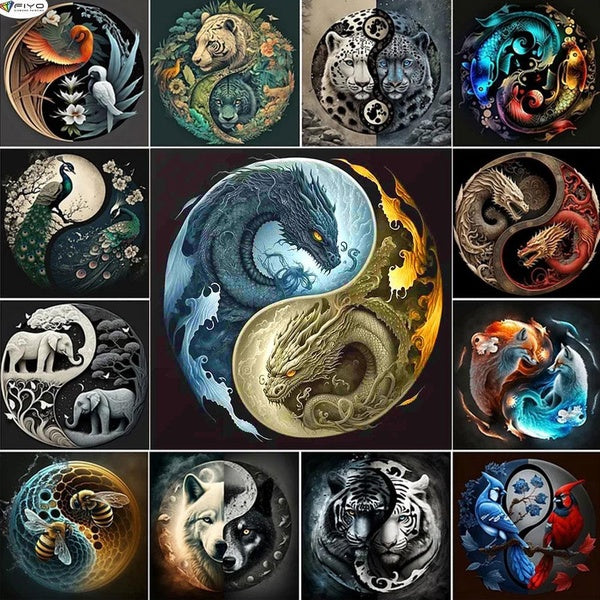 FIYO Animals Diamond Painting Kits For Adults DIY 5D Diamond Mosaic Diamond Painting Home and Kitchen Fashion Canvas Pictures Wall Decoration Gifts A