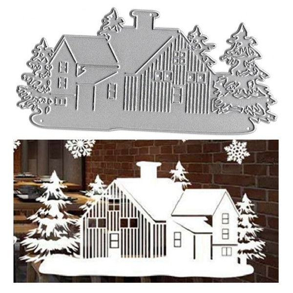 Christmas House Metal Cutting Dies for Scrapbooking Craft Die Cut Card Making Embossing Stencil
