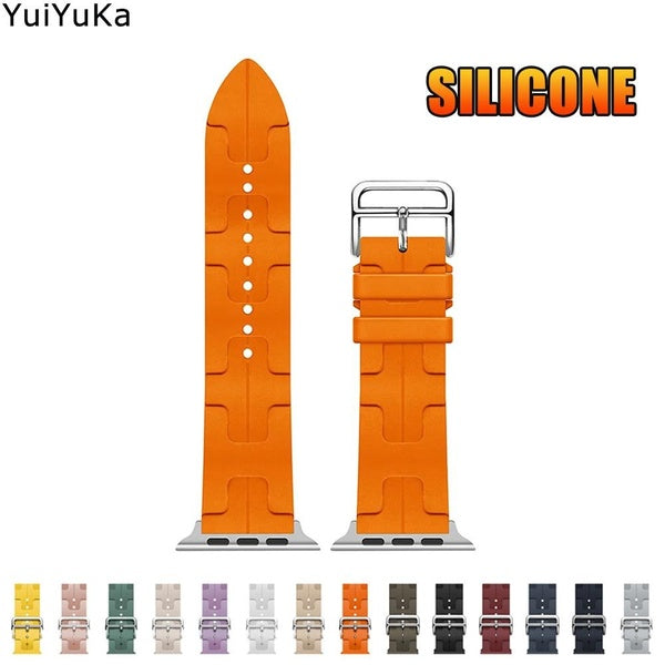 YuiYuKa Silicone Band for Smart Watch Ultra 2 -Ultra 49mm 9 8 7 45mm 41mm 44mm for Iwatch Series 6 5 4 3 2 1 42mm 38mm 40mm, Single Tour Tire Tread S