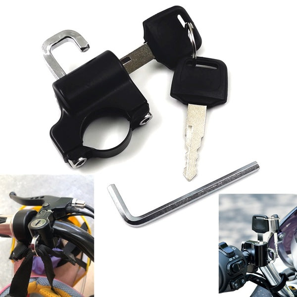 22MM 7-8" Moto Scooter Casque Serrure Jeu de Clés Guidon Cintre Sac Crochet pour Honda Kawasaki Suzuki Yamaha Moto Pit Dirt Bikes Protection Antivol