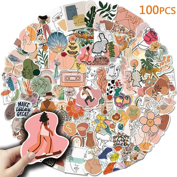 100PCS Boho Stickers, Western Vintage Aesthetic Art Graffiti Waterproof Vinyl Stickers for Water Bottles, Laptops, Scooters, for Adults and Teens