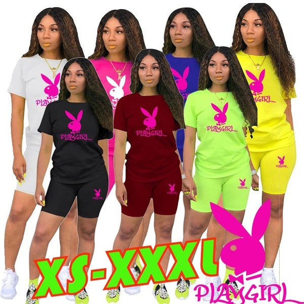 2023 Newest Playgirl Women Short T-shirt Shorts Suit Summer Sport Wear Casual Cotton Yoga Lady Crop Top and Shorts XS-3XL