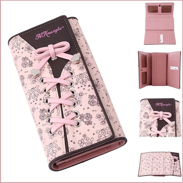 Femmes mode sac à main élégant dentelle naud papillon sac vacances cadeaux dames doux Long portefeuille gland porte-monnaie porte-cartes sac à main