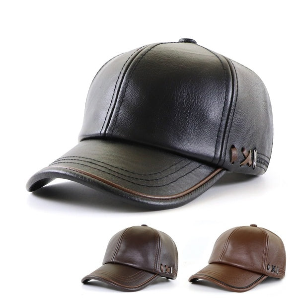 Casquette de papa en cuir classique hommes Vintage os Casquette chapeau de Baseball hiver automne coupe-vent chaud casquettes pour homme