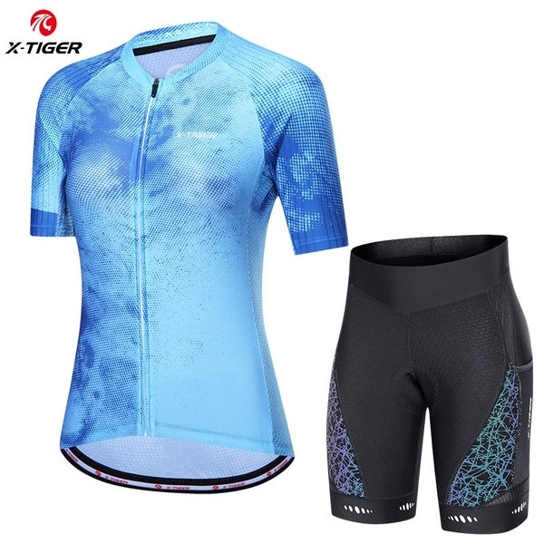 X-Tiger Women Cycling Set Bike Clothes MTB Short Cycling Jersey Sets Bike Shirts Shorts Gel Pad Maillot Ropa Ciclismo