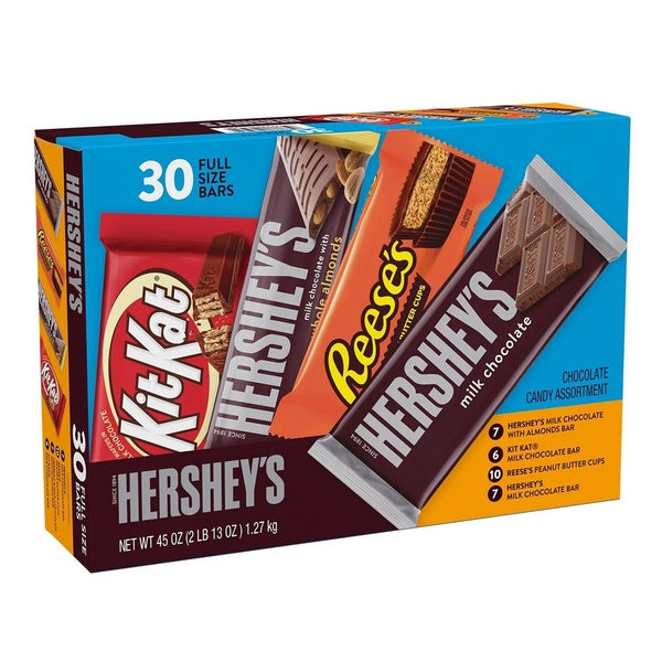HERSHEY'S Variety Pack, Milk Chocolate Candy, 30 pk