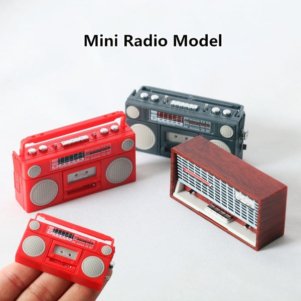 Mini Retro Radio Model Dollhouse Appliances Black-Red-Brown Radio Dolls House Miniatures Scene Kids Toy