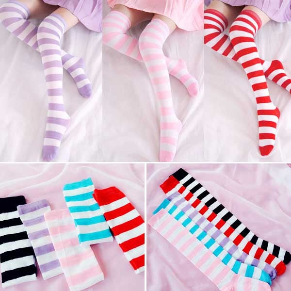 ABDL Kawaii High Tube Knee Socks Pure Cotton Striped Socks DDLG Daddy Girls Ageplay Little Space
