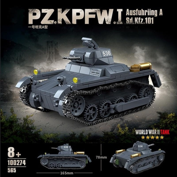 1PC WW2 Military Classic Model Sdkfz 101 Light Tank Collection Model Building Blocks Bricks Toys Gifts
