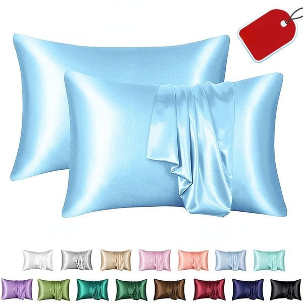 1-2 Pc Ice Silk Pillowcase for Hair and Skin Soft Breathable Smooth with Envelope Closure Standard Size 20x26- 20x30-20x40 Inches