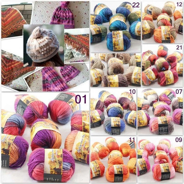 HOT! Sale 1-8ballsX50g Colorful Hand Knitting DIY Scarf Wool Wrap Sweater Blanket Yarn Chunky Yarn Super Soft Warm Professional sales of yarn