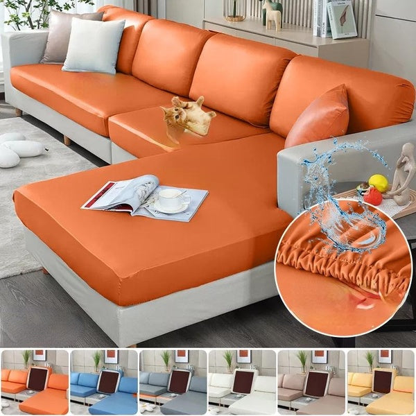 Waterproof Sofa Cover Stretch Cushion Covers Couch Cushion Slipcovers PU Leather Seat Covers Chair Loveseat Sofa Cushion Protector Spandex Elastic Fu