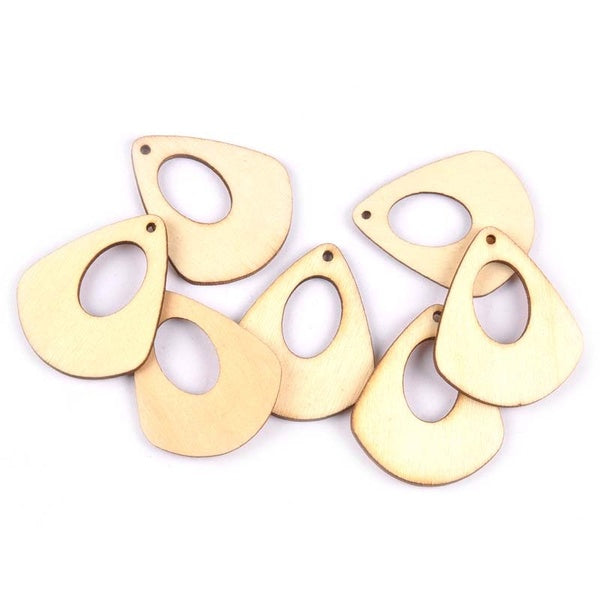 34x41mm Naturel Goutte Forme Creux En Bois Artisanat Pour Boucle D'oreille Pendentif Bijoux 30 pcs DIY Scrapbooking Arts Ornements M1870