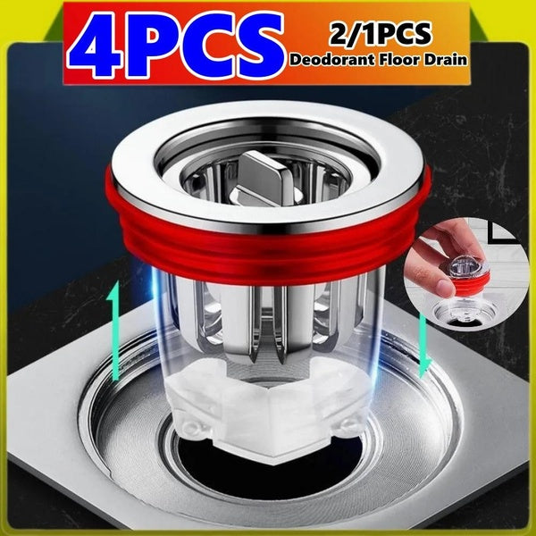 4-2-1Pcs Deodorant Floor Drain Core Silicone Shower Floor Drain Plug Insect Proof Odor Proof Hairpin Plug Kitchen Bathroom Toilet Sewer