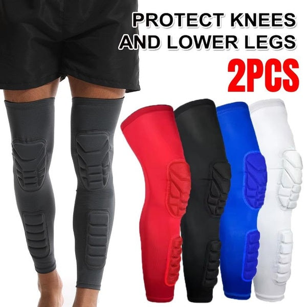 2PCS Knee Braces, Double Crashproof Knee & Calf Pads, Thigh Compression Leg Sleeves Protection for Youth Adults Sports Football Basketball Volleyball