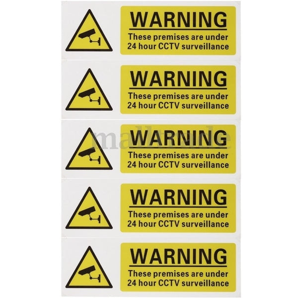 New Brand 5pcs 15x5cm 24 Hour CCTV Surveillance Stickers Security Warning Safety Signs Decal