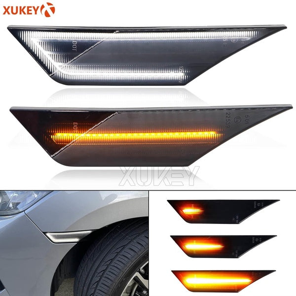 XUKEY 2pc Side Marker Turn Signal Light White Running Light Position Lamp For Honda Civic 2016 2017 2018 2019 2020 2021