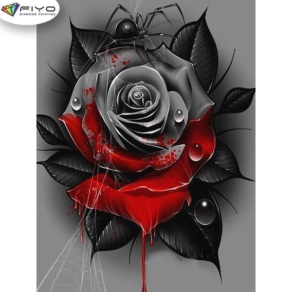 FIYO Rose and Spider Diamond Painting Kits For Adults DIY 5D Diamond Mosaic Diamond Painting Home and Kitchen Fashion Canvas Pictures Wall Decoration