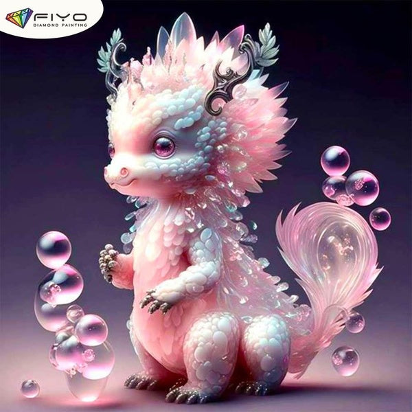 FIYO DRAGON CUB DIY 5D Diamond Painting Full Drill with Number Kits Home and Kitchen Fashion Mosaic Diamond Painting Canvas Wall Decoration Gift Craf