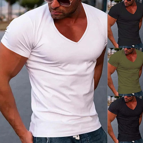204 NEW Men's Short Sleeve T-Shirt Fitness V-Neck Casual Men's Summer T-Shirt