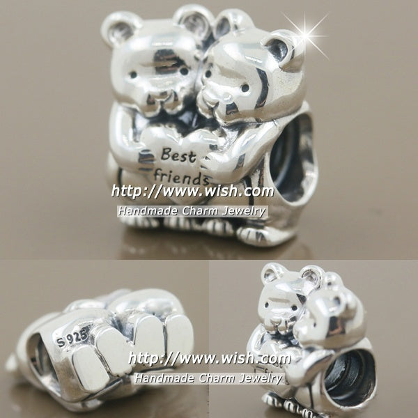NOUVELLES perles de charme de coeur de meilleur ami en argent sterling 925 pour bracelet européen