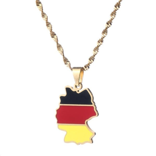 Deutschland Carte Drapeau Pendentif Collier pour Femmes Filles Allemagne Bijoux Allemand