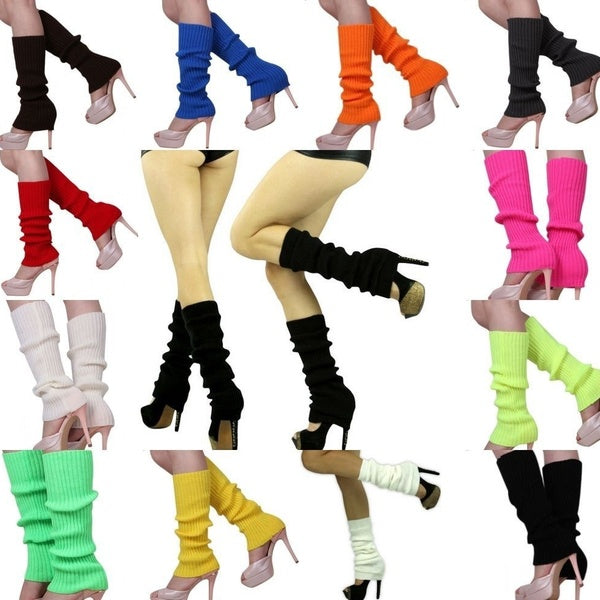 Womens and Ladies Party Legwarmers Knitted Neon Dance Costume Leg Warmers Socks