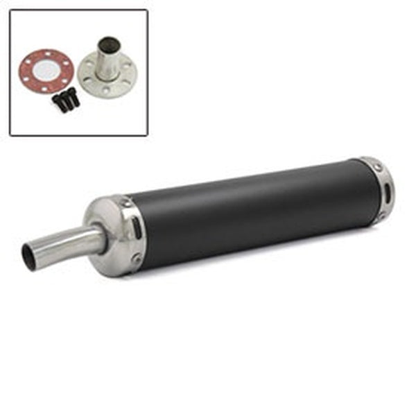 19mm Inlet Dia Motorcycle Exhaust Muffler Systerm Tail Pipe Black 280mm x 60mm