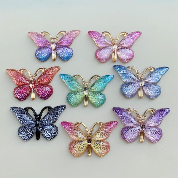 10pcs 23*38mm Mix Colors Butterfly Natural Stone Convex Series Flat Back Resin Cabochons Jewelry Accessories Matron Inn