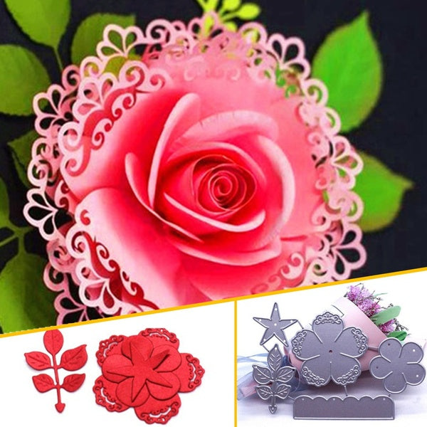 Metal Cutting Dies For Scrapbooking Die Rose Flower Leaves Cut Dies DIY Paper Cards Craft Diy Metal Cutting Dies Flowers Tree Decorative Embossing Ha