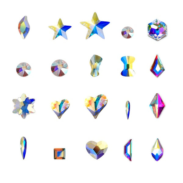 100Pcs Crystal AB Nail Art Rhinestone Flat Non Hotfix Glass Strass Mixed Shape DIY Fashion 3D nail Garment Decoration