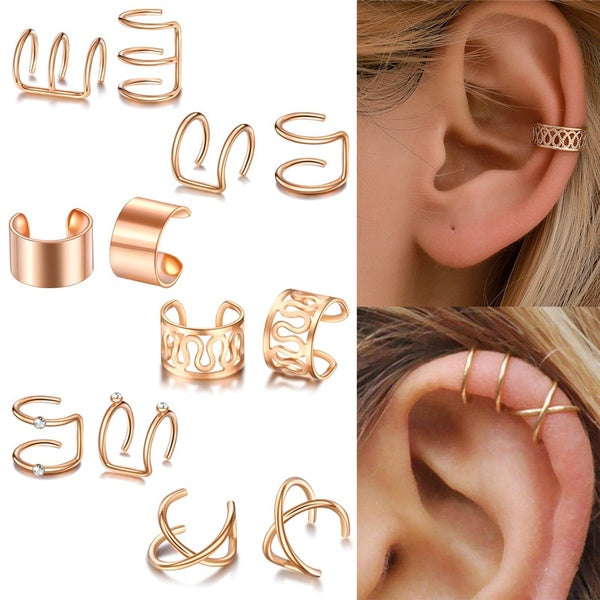 New 5-12pcs-set Fashion Punk Ear Clip Sets Ear Cuffs Earrings for Women Fake Cartilage Earring Accessories Earring Jewellery