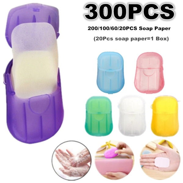 20-60-100-200-300Pcs New Portable Mini Disposable Soap Paper Travel Soap Paper Washing Hand Bath Clean Scented Slice Sheets Mini Paper Soap Bathroom