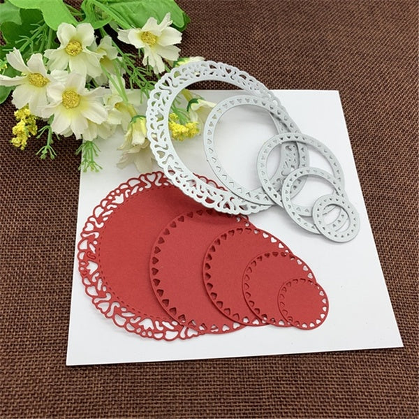 DIY 5pcs-lot Round Heart-shaped Frame Background Frame Scrapbook Album Paper Card Metal Decoration Embossing Die Cutting Dies