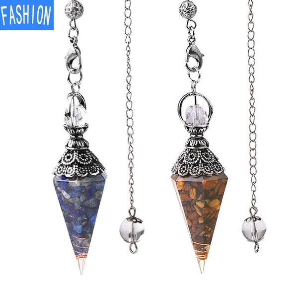 Accessories Antique Silver Pendant natural stone cone Necklace chakra jewelry Pendulum Matron Inn