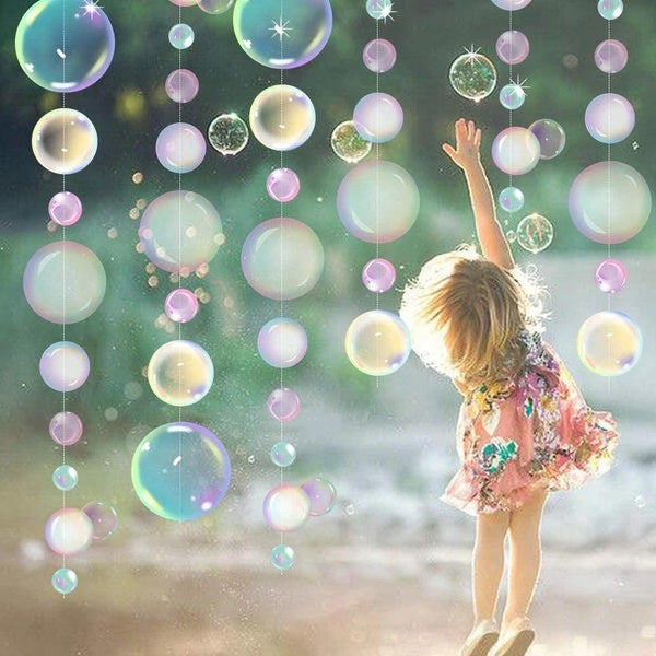2m Clear Circle Bubble Banner Garland Hanging for Under The Sea Theme Birthday Photo Props Baby Shower Party Decoration