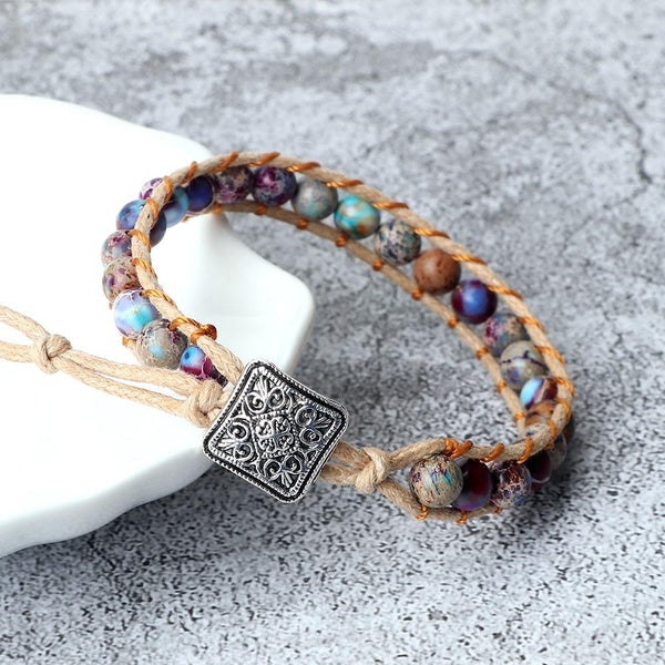 Classic 6mm Natural Stone Beaded Bracelet for Women and Men Agate Stone Handmade Adjustable Bracelet & Bangle Yoga prayer Wrist jewelry