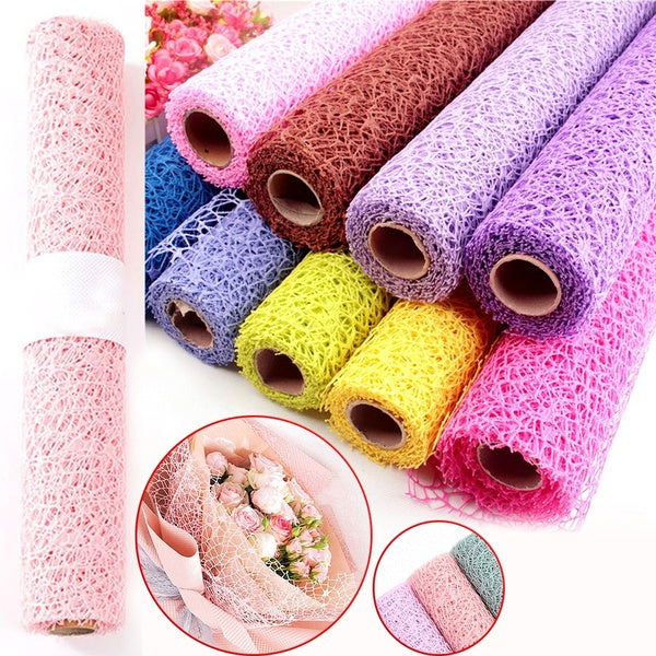 50cm * 5 Yards - Rouleau Creux Maille Artisanat Papier Bouquet De Fleurs Papier D'emballage Jacquard Tissu DIY À La Main Scrapbook De Mariage Décorat