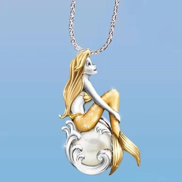2020 Fashion Mermaid Female Pendant Necklaces Fish Choker Goddess of the Sea Chain Necklace Girls Party Jewelry Gifts