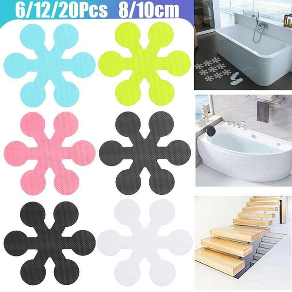 6-12-20PCS Snowflake Non-Slip Bathtub Stickers, 8-10cm Safety Bathroom Tubs Showers Treads Adhesive Decals Self Adhesive Bath Grip Stickers Shower Fl
