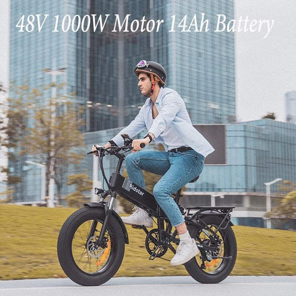 Ridstar Mountain Ebike H20 48V 1000W Motor 14AH Battery Electric Bicycle Fat Tire Electric Bike 20 Inch folding Outdoor Best Mountain Ebike