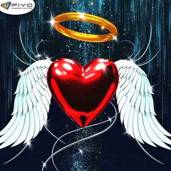 FIYO Winged Heart Diamond Painting Kits For Adults DIY 5D Diamond Mosaic Diamond Painting Home and Kitchen Fashion Canvas Pictures Wall Decoration Gi